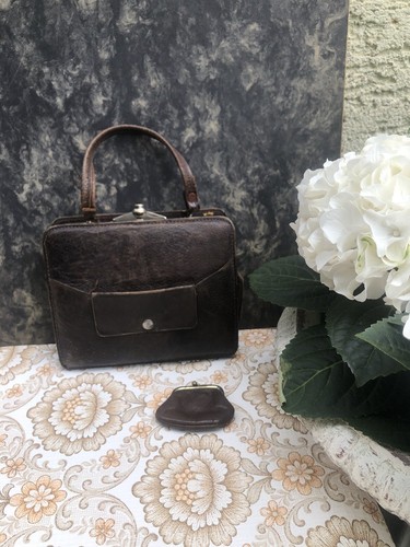 Antike handtasche leder - handtasche, mit